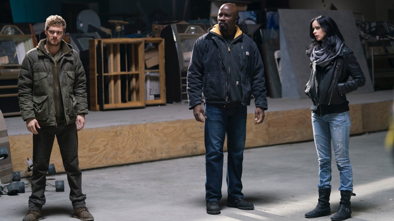 Danny Rand, Luke Cage, and Jessica Jones Courtesy of Marvel/Netflix