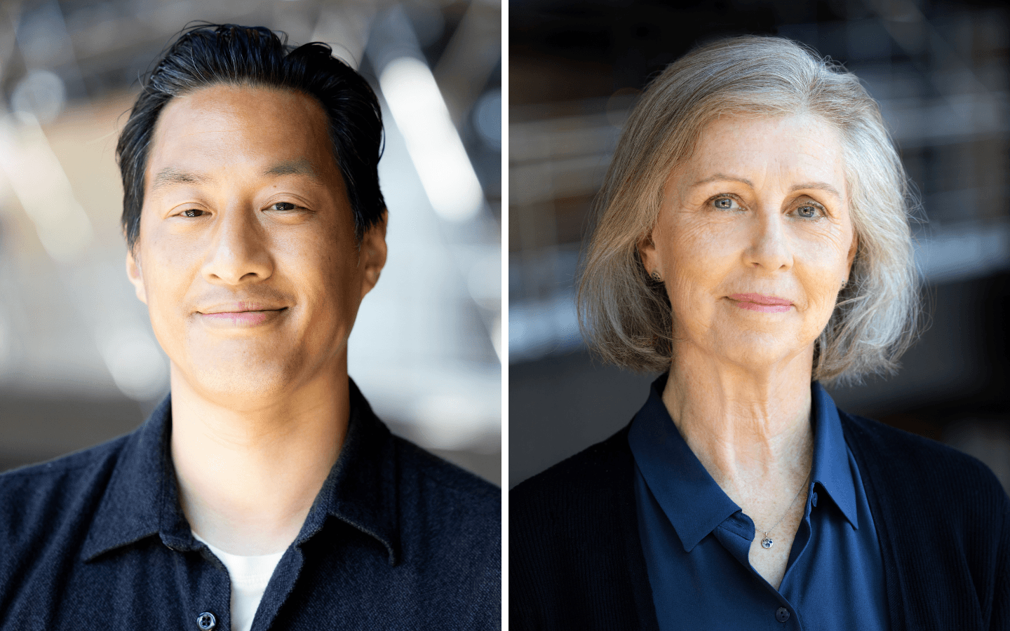Side-by-side headshots of 'Hoppers' director Daniel Chong and producer Nicole Grindle.