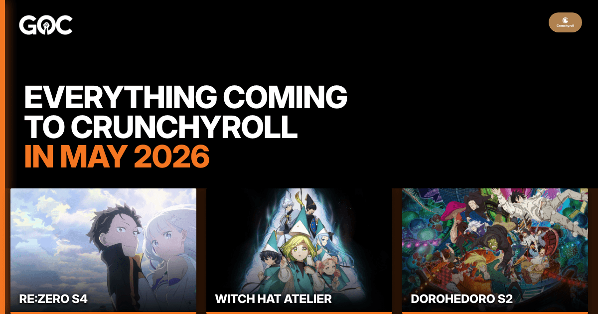 Everything coming to Crunchyroll in May 2026 thumbnail with marquee shows.